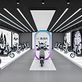 Yadea Electric Scooter Showroom Interior with Neatly Arranged Vehicles and Modern Lighting
