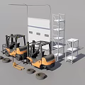 Industrial Equipment Featuring Forklifts Tires And Metal Shelves In Warehouse Setting