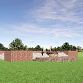 Modern observation deck green space sketch 3d model