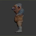 3D Model Game Movie Character With Blue Skin Orange Belly Large Ears Big Nose Standing