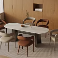 Modern Dining Table and Chair Combination Rectangular Six-person 3d model