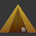 Yellow Conical Tent Furniture With Sturdy Structure Support Poles And Metal Fixtures