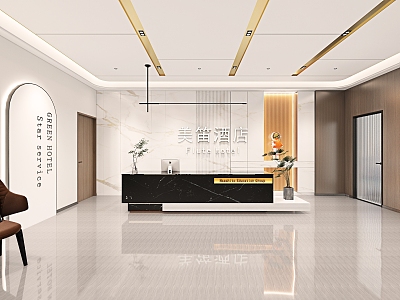 Hotel lobby front desk 3d model