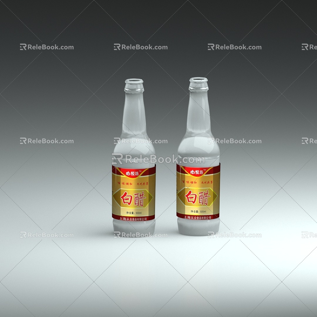 Modern white vinegar bottle 3d model