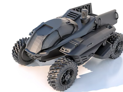 Futuristic Black Off Road Vehicle With Large Tires And Sci Fi Design 3d model