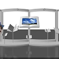 Interactive Book Shaped Display With Screen Showing Blue Sky And Paper Plane Models 3d model