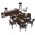 New Chinese Dining Table and Chair Combination 3d model