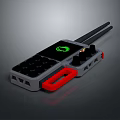 Weapon Controller With Black Buttons Red Handle Two Antennas And Green Circular Logo