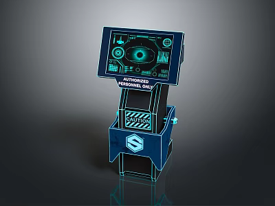 Vending Dry Machine With Blue Line Design And Control Screen Featuring Data Charts 3d model