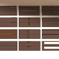 Sleek Brown Wardrobe Doors Featuring Different Handle Designs And Modern Styles 3d model