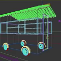 Wooden Mobile Commercial Kiosk With Large Windows Black Roof And Wheels For Outdoor Business