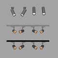 Downlights and Spotlights Single Track Mounted White Black Adjustable Heads Design 3d model