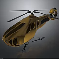 Golden Aerospace Helicopter With Streamlined Design For Space Exploration Missions