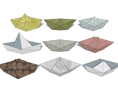 Creative Colorful Paper Boats With Various Patterns And Different Designs 3d model