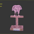 Stuffed Eagle Taxidermy Display On Wooden Stand With Information Label