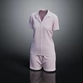 Pink Short Sleeved Pajama Set With Top And Shorts For Comfortable Wear