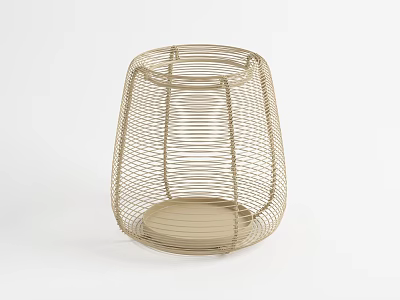 Stylish Beige Woven Storage Basket With Tapered Shape For Home Organization 3d model