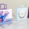 Stylish Decorative Gift Bags With Spring Theme Floral Patterns And Celebration Motifs