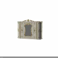 European Style White Dresser With Ornate Gold Carvings And Central Mirror