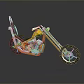 Custom Yellow And White Motorcycle With Metal Frame And Black Reflective Wheels