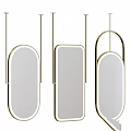 Stylish Modern Mirrors With Oval Rectangular Shapes And Metallic Frames In Gold Black Silver 3d model