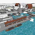 Scenic Waterfront Development With Modern Buildings Pier And Moored Boats