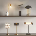 Stylish Modern Table Lamps With Various Design Styles And Metal Structures 3d model