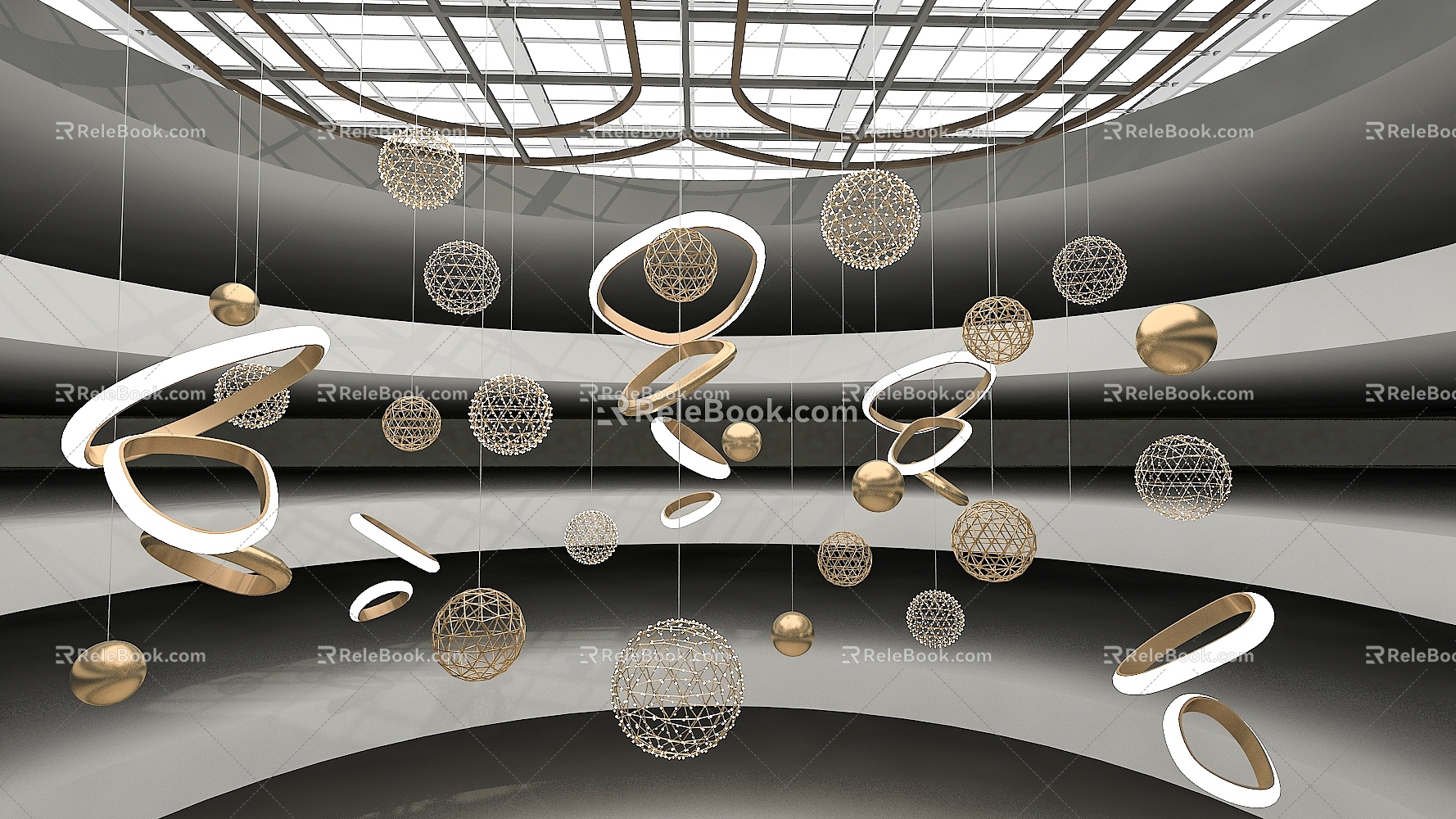 Atrium Hanging Decoration Meichen Opening Meichen Shopping Mall Hanging Meichen Week Celebration Meichen Christmas Meichen Magic Color Decoration Meichen Art Device Meichen Atrium Chandelier 3d model