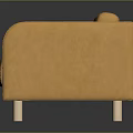 Orange Leather Single Sofa with Armrest and Light Wooden Legs Modern Design