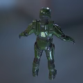 Green Armored Sci Fi Warrior Character With Full Body Armor And Yellow Goggles