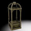 Ancient Bronze Lantern With Intricate Carvings Arched Top And Pillar Structure