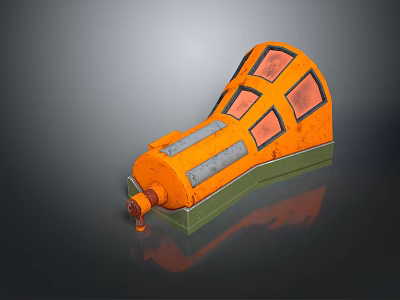 Orange Tire With Gray Green Sections And Textured Structure Design Elements 3d model