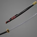 Traditional Japanese Katana Swords With Black Sheath Red Straps And Silver Blades
