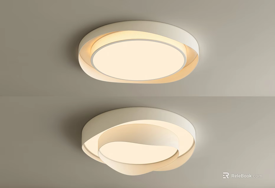 Modern Sleek Ceiling Light With Circular Design Warm Illumination And Ceiling Mounting 3d model 