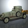 Vintage Armored Military Vehicle With Machine Gun And Wooden Cargo Crates