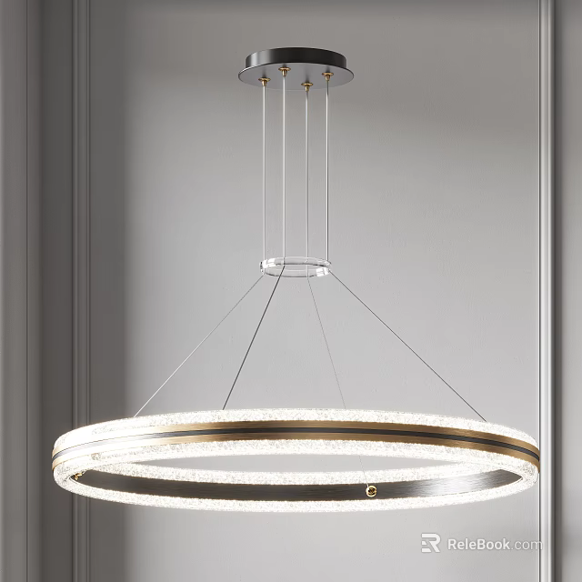 Modern Circular Chandelier With Metal Frame And Transparent Elements For Interior Lighting 3d model