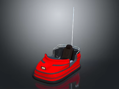 Red Bumper Car With Single Seat Steering Wheel And Antenna For Amusement Park 3d model
