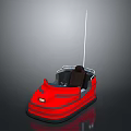 Red Bumper Car With Single Seat Steering Wheel And Antenna For Amusement Park