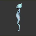 Blue Glowing Humanoid Game and Movie Character with Extended Arms Circular Symbols on Grid Platform