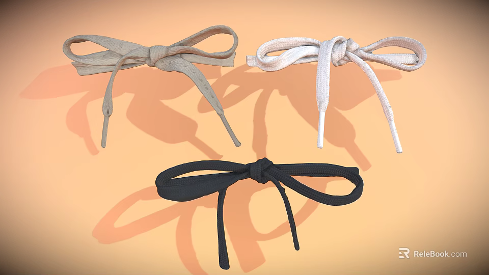 Soft Fabric Bow Hair Ties In Beige Black Light Brown For Fashion Hair Styling 3d model 