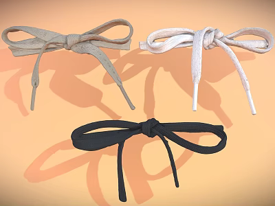 Soft Fabric Bow Hair Ties In Beige Black Light Brown For Fashion Hair Styling 3d model
