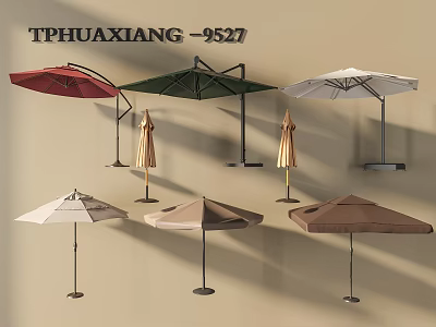 TPHUAXIANG 9527 Collection Of Outdoor Umbrellas In Various Colors And Styles 3d model
