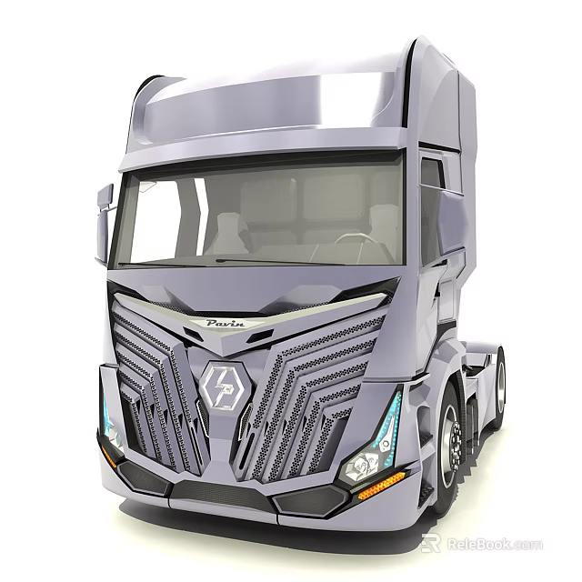 Modern Commercial Truck With Aerodynamic Body LED Headlights And Front Grille Design 3d model 