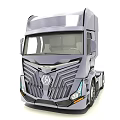 Modern Commercial Truck With Aerodynamic Body LED Headlights And Front Grille Design