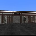 Chinese Style Wooden Cafe Interior With Traditional Roof And Round Windows