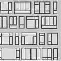 Various Window Designs With Framed Glass Panels And Multiple Configurations 3d model