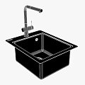 Modern Black Square Kitchen Sink With Single Handle Faucet And Matte Finish