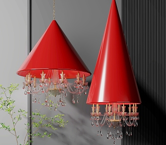 chandelier red crystal chandelier 3d model