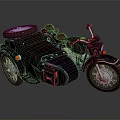 Vintage Motorcycle with Sidecar Spare Tire and Classic Retro Design