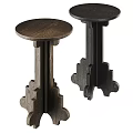 Modern Wooden Side Tables With Dark Brown And Black Finish And Unique Leg Design
